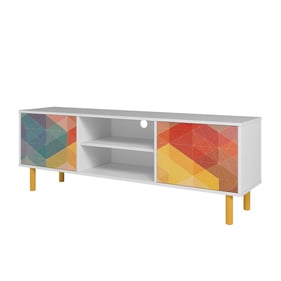 Manhattan Comfort Retro Red Yellow Blue 57.87 Inch TV Stand