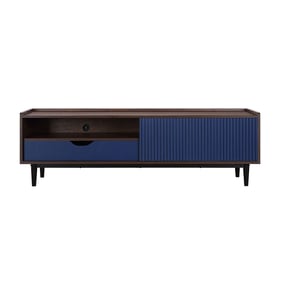 Manhattan Comfort Duane Navy Blue 59.25 Inch Ribbed TV Stand