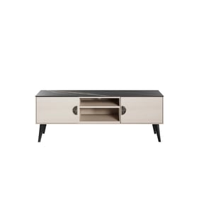 Manhattan Comfort Haley White Black 55.10 Inch TV Stand