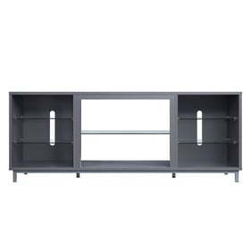 Manhattan Comfort Brighton Grey Glass Shelves 60 Inch TV Stand