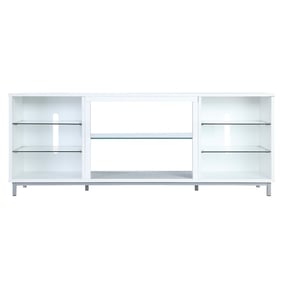 Manhattan Comfort Brighton White Glass Shelves 60 Inch TV Stand