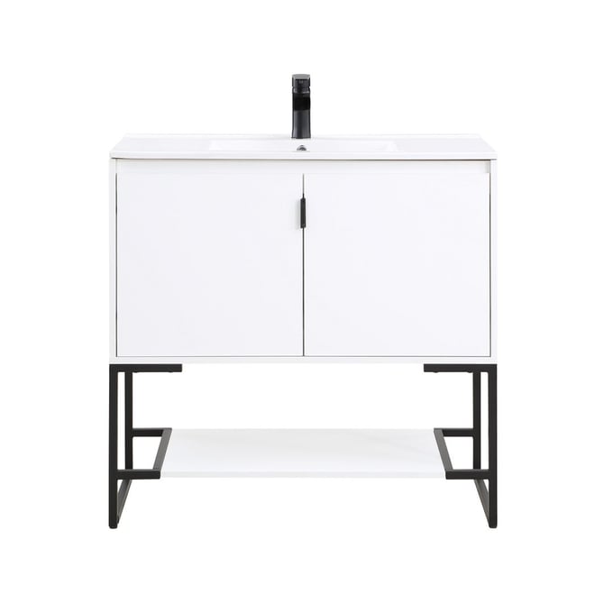 Manhattan Comfort Scarsdale White 36 Inch Bathroom Vanity Sink MHC-VS-3601-WH