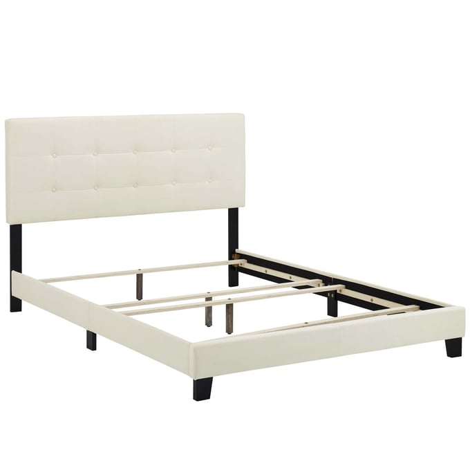 Modway Furniture Amira Ivory Velvet King Bed MOD-5871-IVO