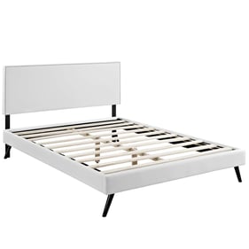 Modway Furniture Macie White Vinyl Round Splayed Legs Full Platform Bed