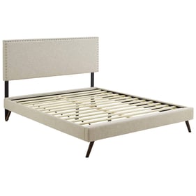 Modway Furniture Macie Beige Fabric Round Splayed Legs Queen Platform Bed