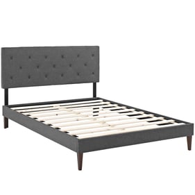 Modway Furniture Tarah Gray Fabric Squared Tapered Legs King Platform Bed