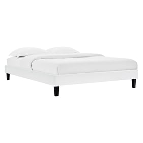 Modway Furniture Reign White Velvet Twin Platform Bed Frame