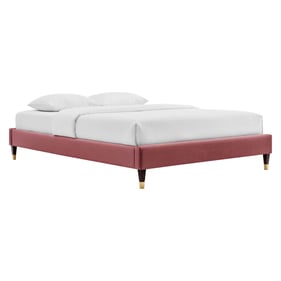 Modway Furniture Harlow Dusty Rose Velvet Twin Platform Bed Frame