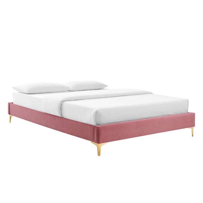 Modway Furniture Sutton Dusty Rose Velvet Queen Bed Frame MOD-6275-DUS