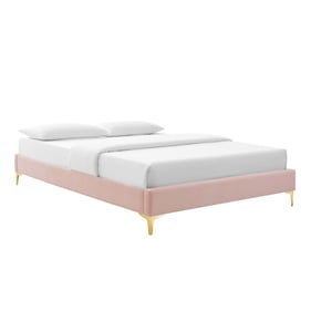 Modway Furniture Sutton Pink Velvet Queen Bed Frame