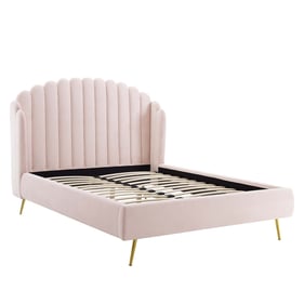 Modway Furniture Lana Pink Queen Velvet Platform Bed