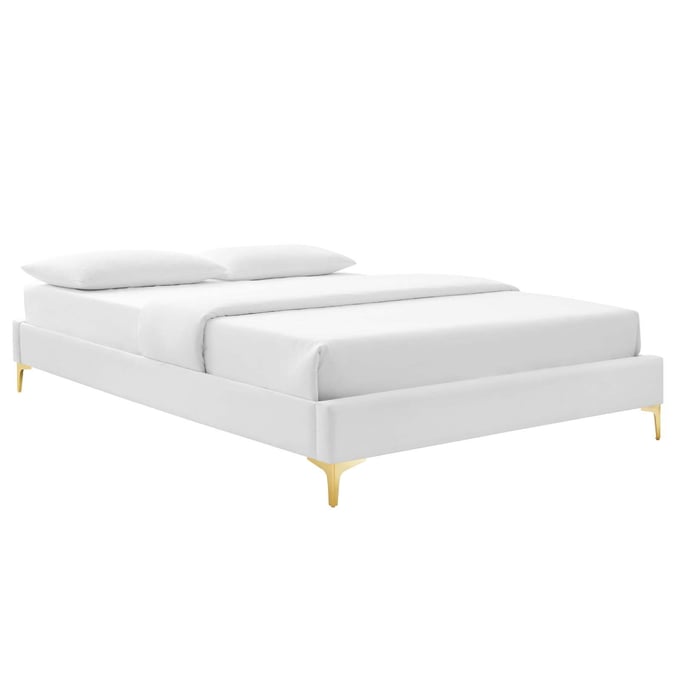 Modway Furniture Sutton White Velvet Twin Bed Frame MOD-6305-WHI