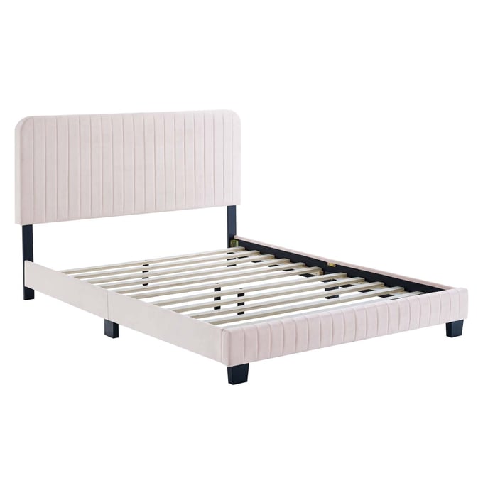 Modway Furniture Celine Pink Velvet Twin Platform Bed MOD-6336-PNK