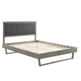 Modway Furniture Willow Gray Charcoal Queen Platform Bed With Angular Frame