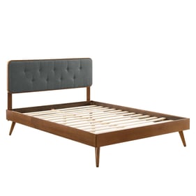 Modway Furniture Bridgette Walnut Charcoal Queen Platform Bed with Splayed ...