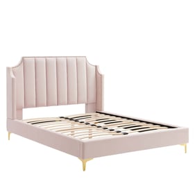 Modway Furniture Daniella Pink Velvet Queen Platform Bed