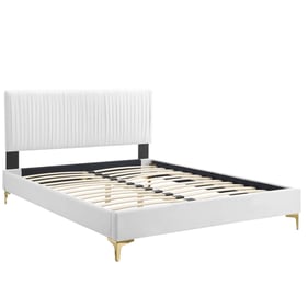 Modway Furniture Peyton White Velvet Queen Bed