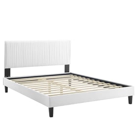 Modway Furniture Peyton White Velvet Queen Platform Bed