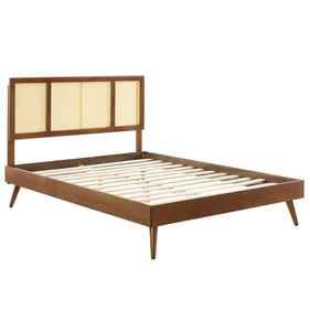 Modway Furniture Kelsea Walnut Full Platform Bed with Splayed Legs