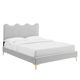 Modway Furniture Current Light Gray Gold Metal Leg Full Platform Bed