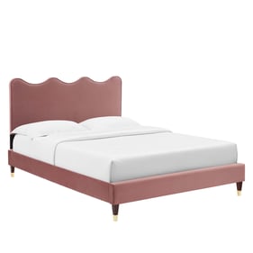 Modway Furniture Current Dusty Rose Velvet Queen Platform Bed