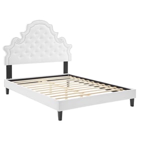 Modway Furniture Gwyneth White Velvet Queen Platform Bed