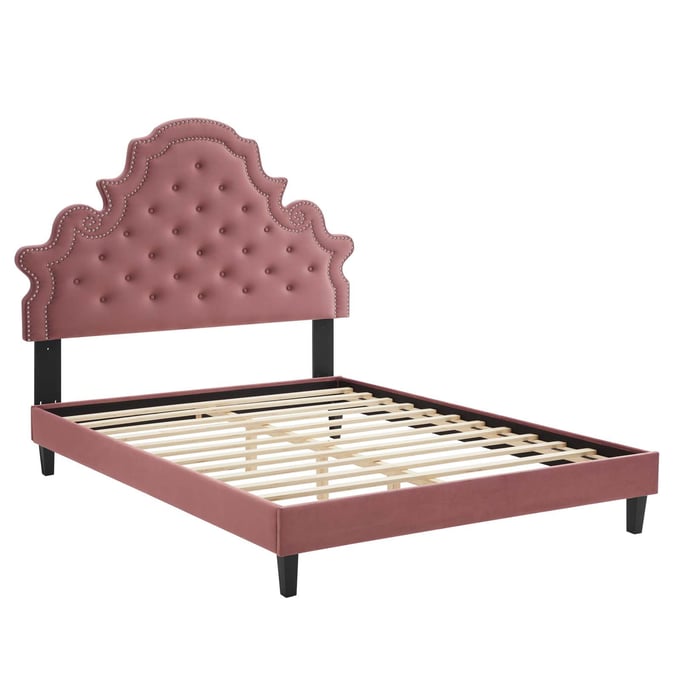 Modway Furniture Gwyneth Dusty Rose Velvet Twin Platform Bed MOD-6756-DUS