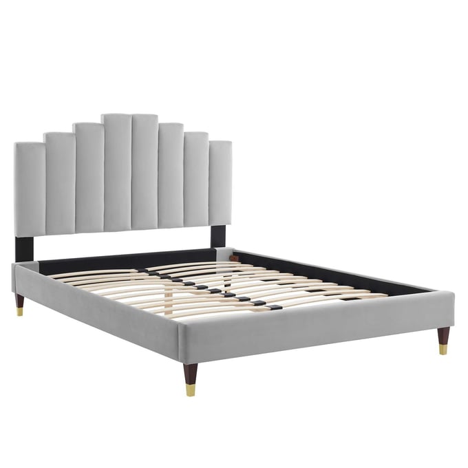 Modway Furniture Elise Light Gray Velvet Full Bed MOD-6874-LGR