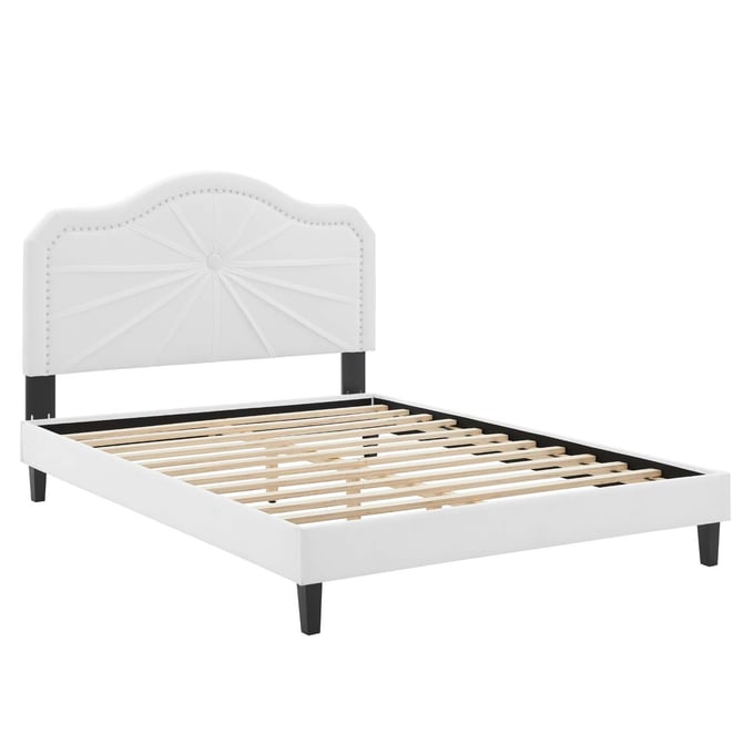 Modway Furniture Portia White Velvet Full Platform Bed MOD-6911-WHI