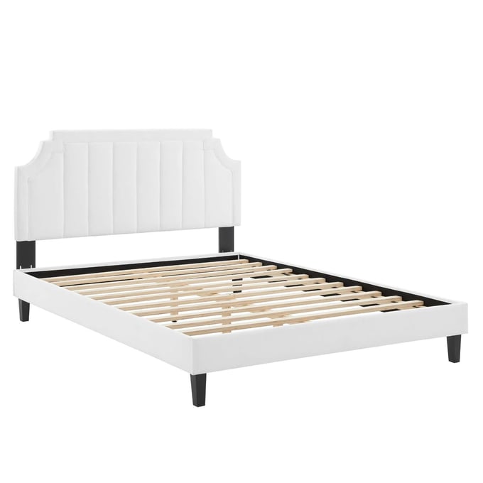 Modway Furniture Sienna White Velvet Full Platform Bed MOD-6914-WHI