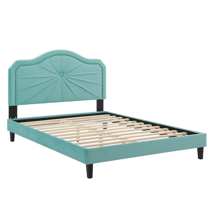 Modway Furniture Portia Mint Velvet King Platform Bed MOD-6917-MIN