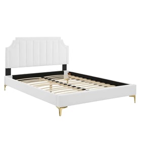 Modway Furniture Sienna White Velvet King Bed