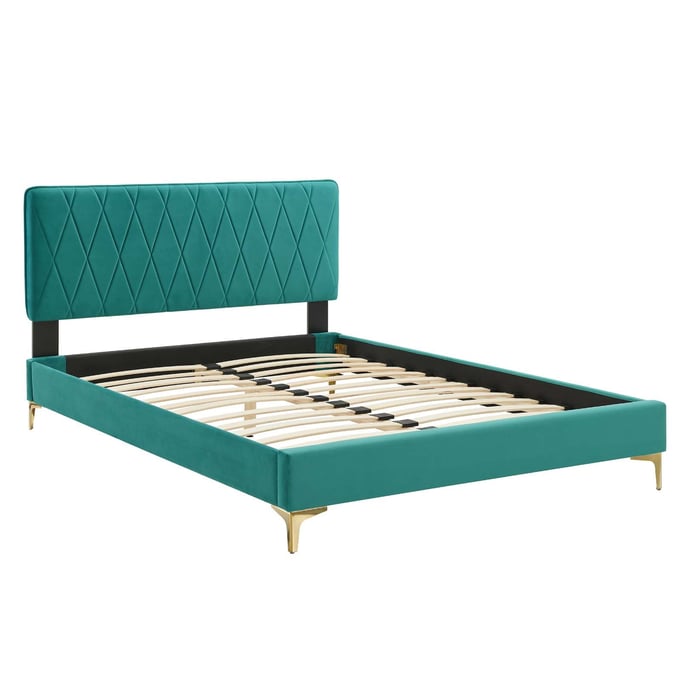 Modway Furniture Phillipa Teal Velvet Full Bed MOD-6922-TEA