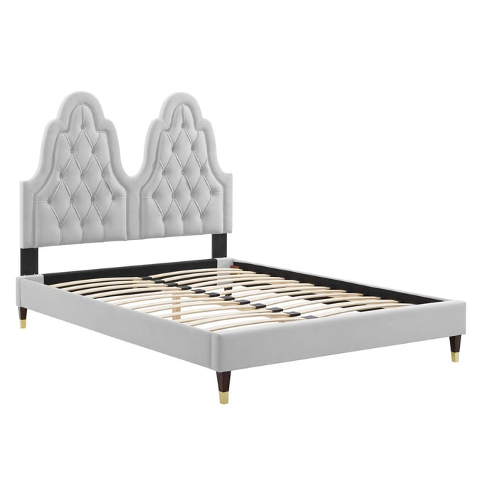 Modway Furniture Alexandria Light Gray Velvet Tufted King Bed MOD-6938-LGR