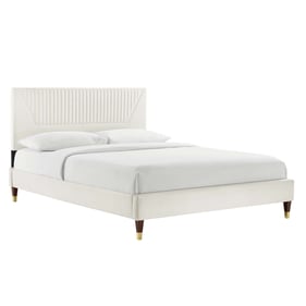 Modway Furniture Yasmine White Velvet Queen Platform Bed