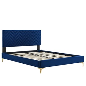 Modway Furniture Leah Navy Chevron Tufted Queen Platform Bed