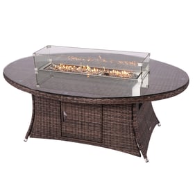 Moda Furnishings Brown Oval Outdoor Gas Firepit Table