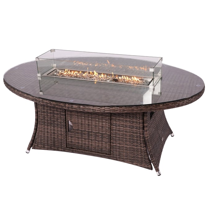 Moda Furnishings Brown Oval Outdoor Gas Firepit Table MODA-PAG-1106-O-T