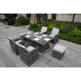 Moda Furnishings Gray 7pc Dining Sofa Set with Cushions