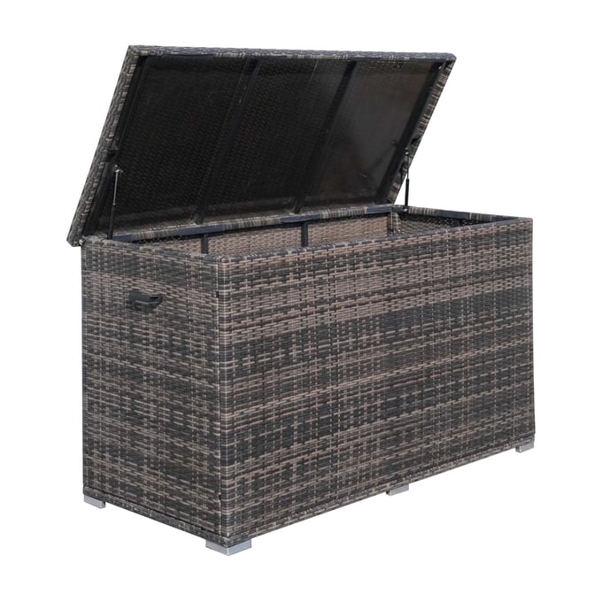 Moda Furnishings Helena Brown 296 Gallon Wicker Deck Box MODA-PA-3256B-Brown