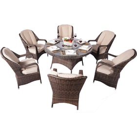 Moda Furnishings Brown Wicker 7pc Patio Dining Set