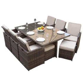 Moda Furnishings Skye Brown 11pc Dining Set with Cushion