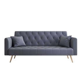 Moda Furnishings Gray Velvet Convertible Sofa Bed with Adjustable Backrest