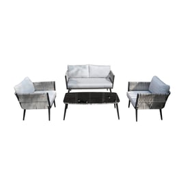 Moda Furnishings Gray Outdoor Wicker Conversation Sofa Set