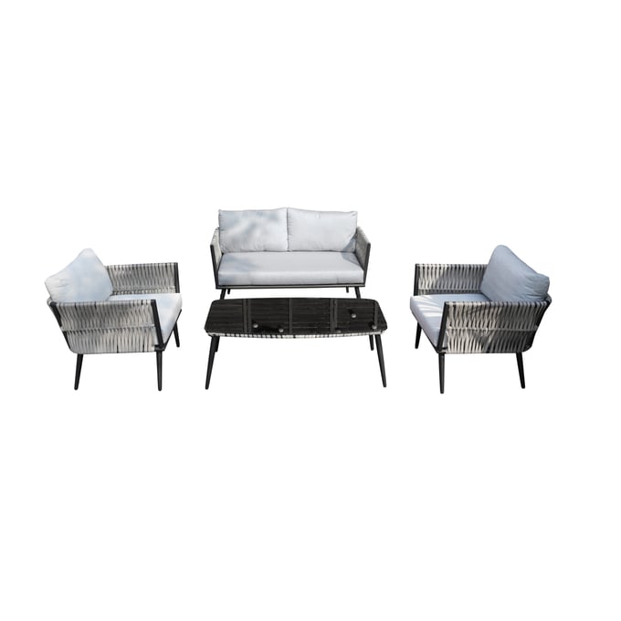 Moda Furnishings Gray Outdoor Wicker Conversation Sofa Set MODA-PAS-1649B