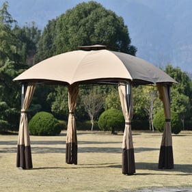 Moda Furnishings Lois Brown Outdoor Double Vents Patio Gazebo