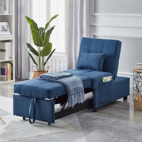 Moda Furnishings Lois Blue Recliner Single Sofa Bed