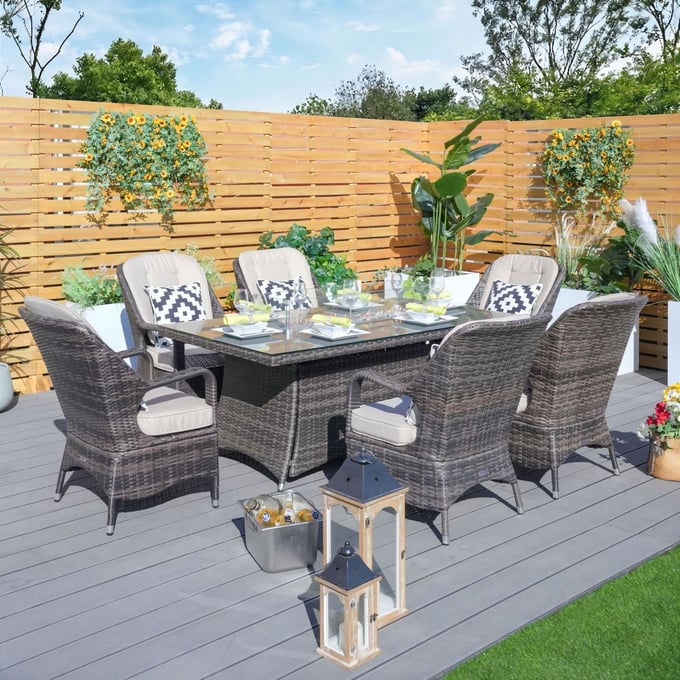 Moda Furnishings Brown 7pc Outdoor Dining Set MODA-PAG-1106-R