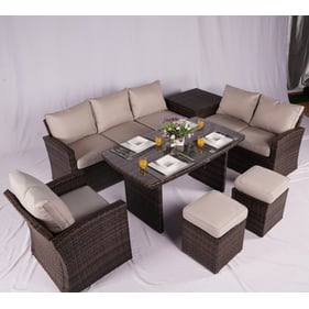 Moda Furnishings Morden Brown 7pc Sofa Set with Cushion