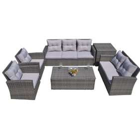 Moda Furnishings Morden Gray 6pc Wicker Patio Conversation Set With Cushion